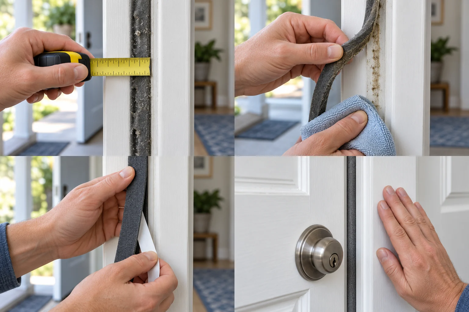 Measuring the width of the existing adhesive door seal